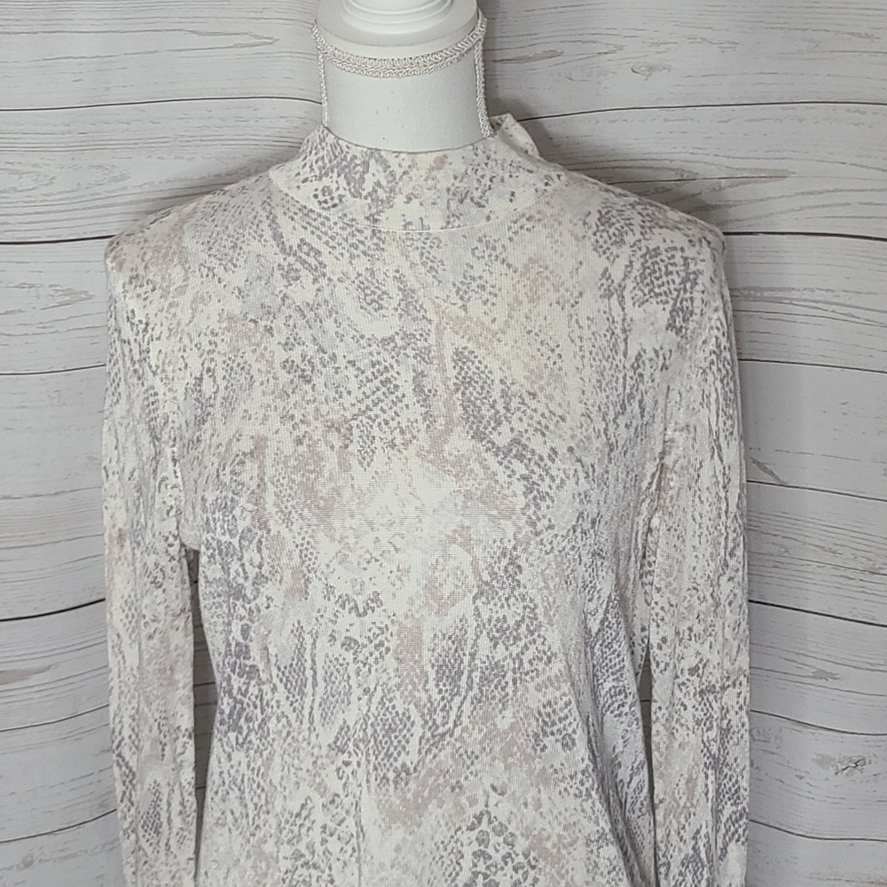 Chico's Python-Print Zip-Back Mock-Neck Sweater - image 7